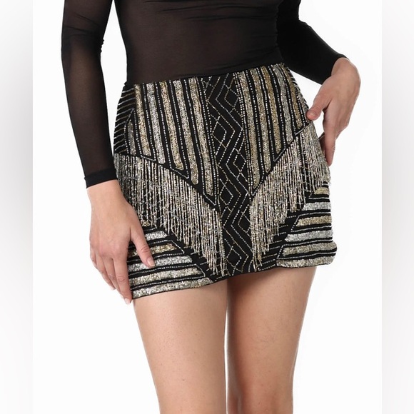 NWT SETA XXS Eclair Mini Skirt Hand Embroidered Beaded...